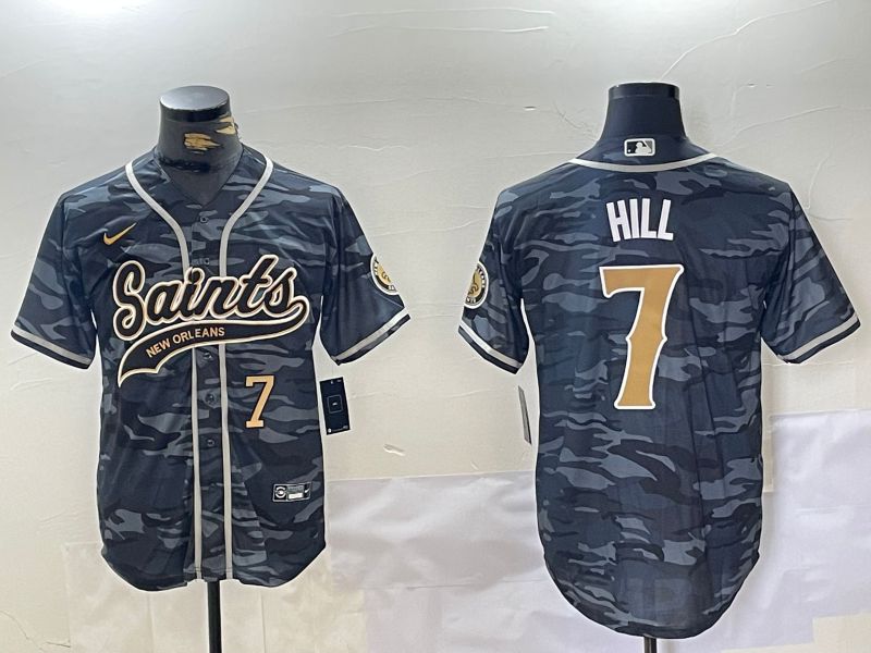 Men New Orleans Saints 7 Hill Camo Joint Name 2024 Nike Limited NFL Jersey style 2
